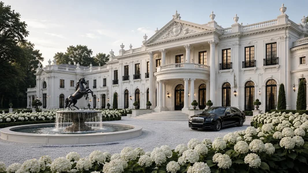 Automobile de prestige devant un château